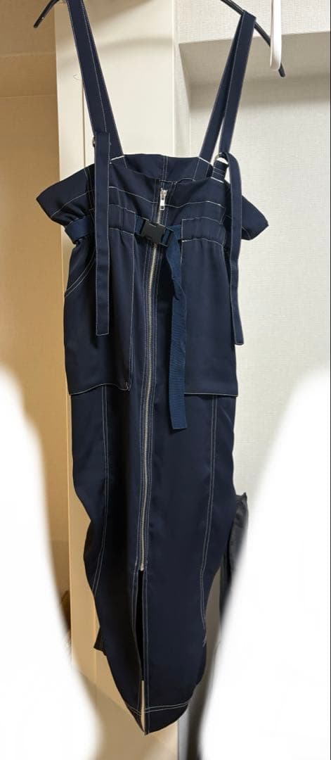 サスペンダーサイドタックスカート　S ネイビー