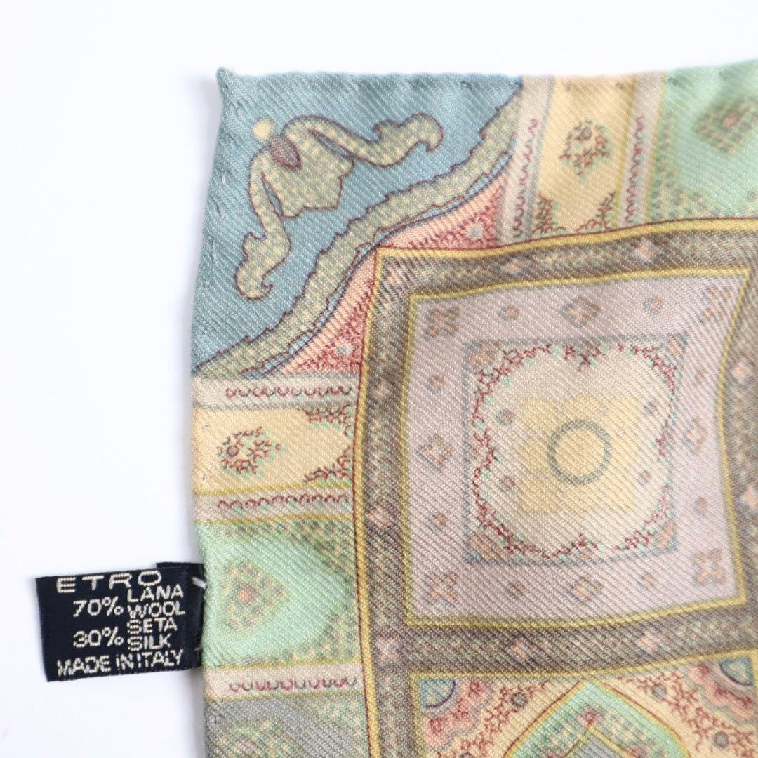 Vintage ETRO エトロ 大判 ウール シルク ストール ショール