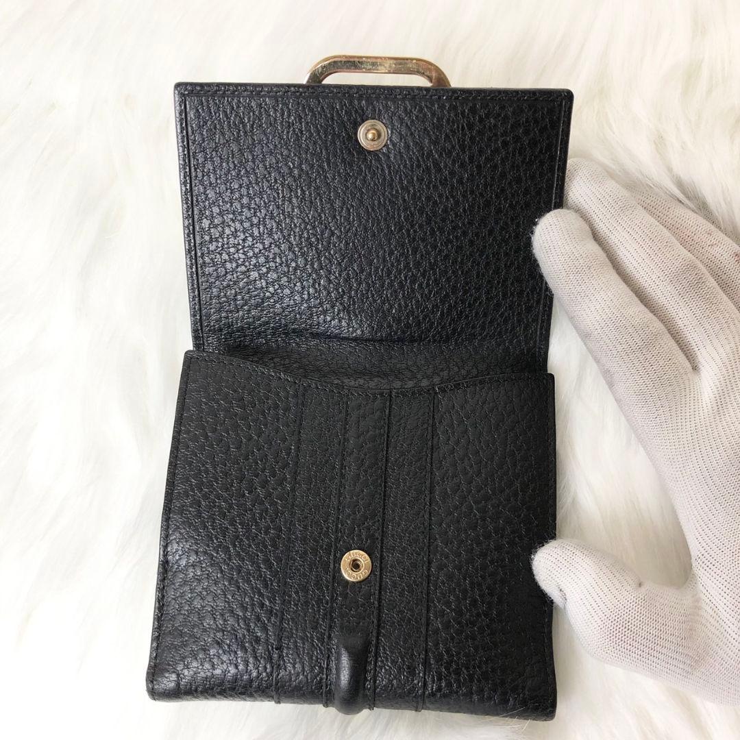 【美品】GUCCI 二つ折り財布 ダブル ホック ウォレット ゴールド金具