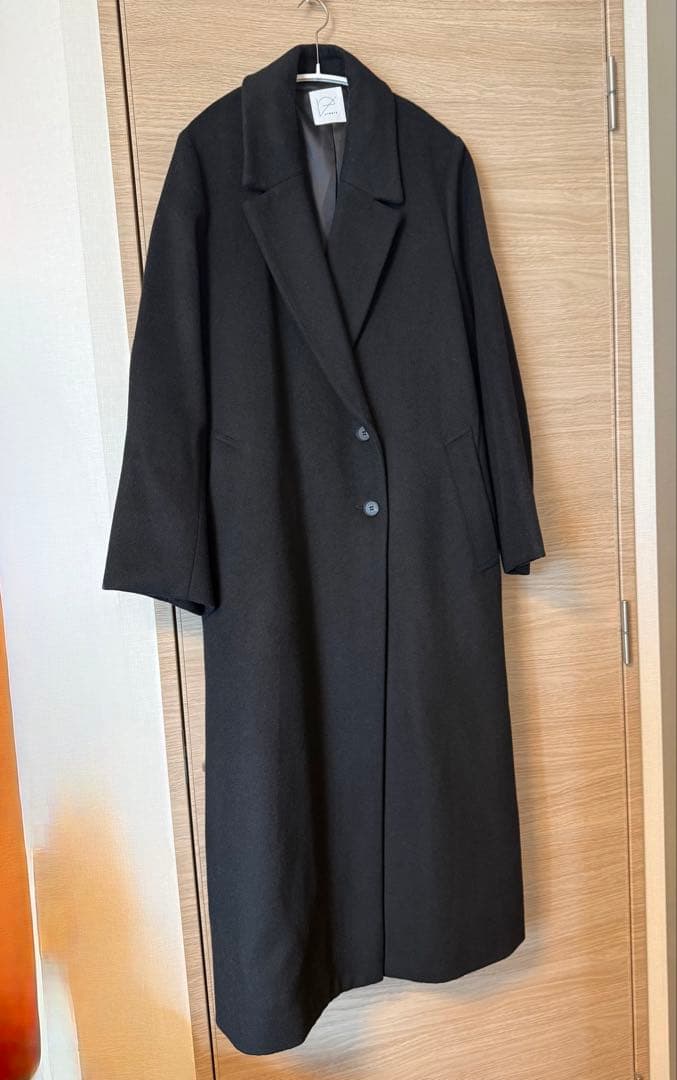 クルーレ crewreブラック ロングコート ベルト付き