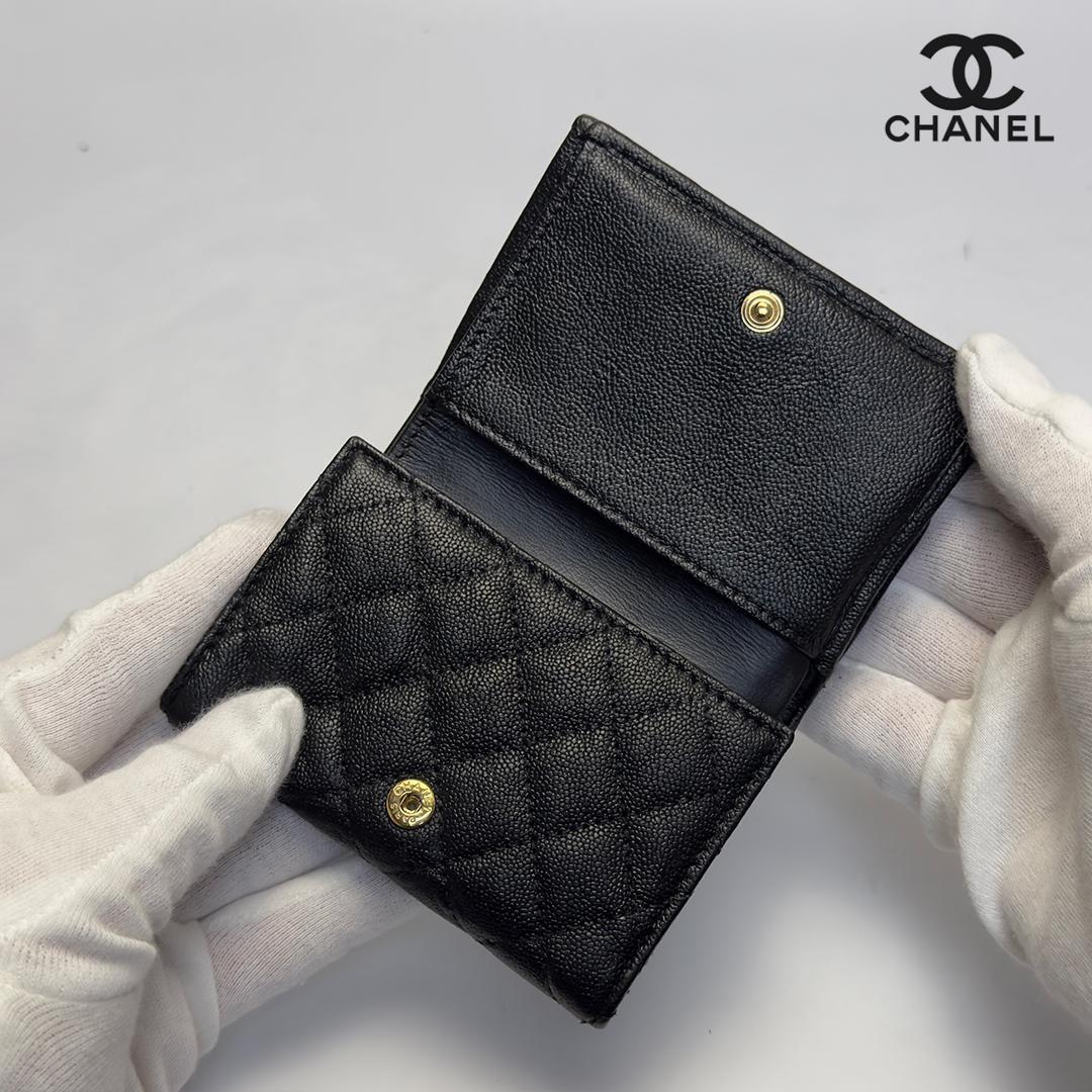 正規品 CHANEL ボーイシャネル ゴールド金具 Wホック　三つ折り財布