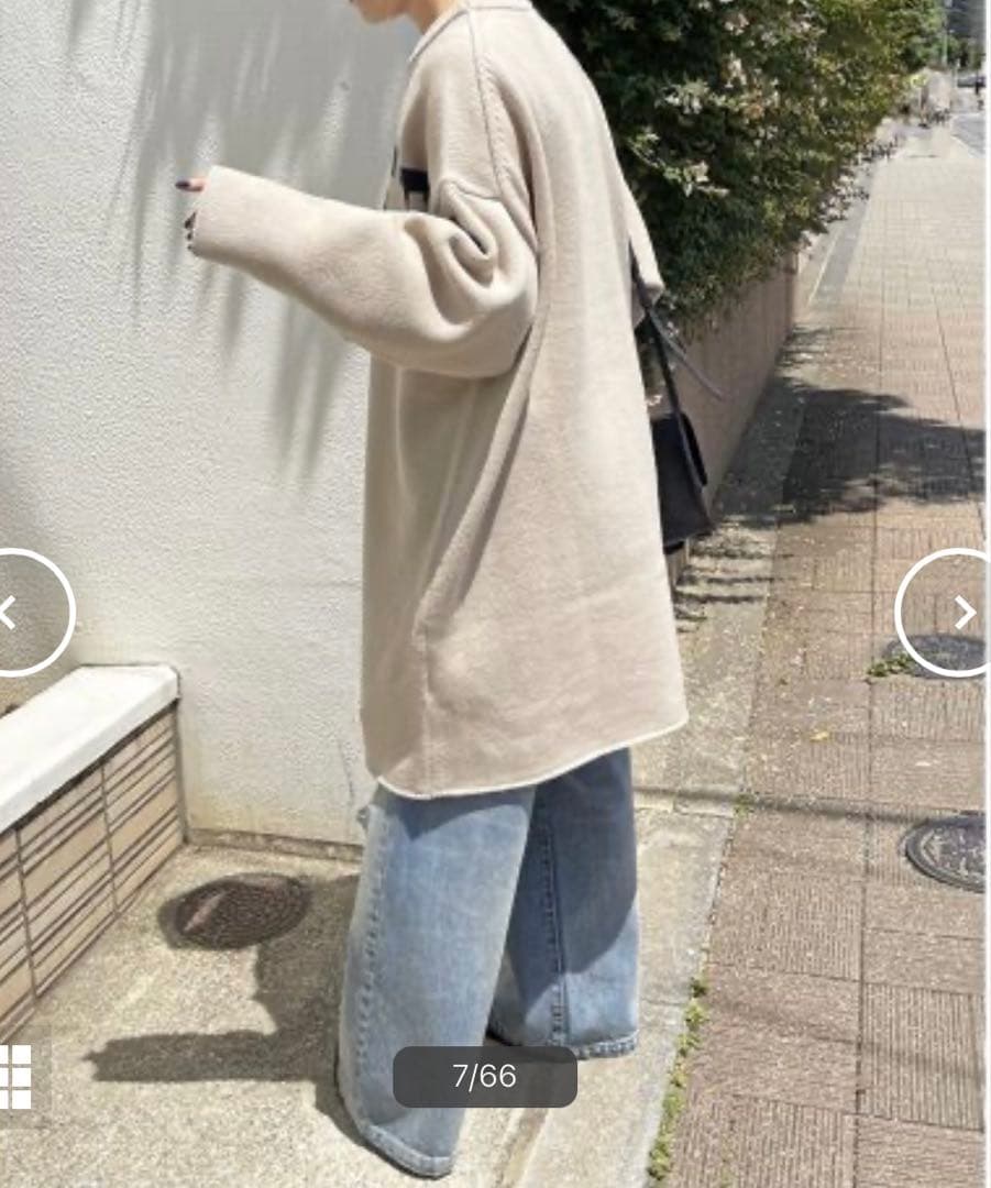 スピックアンドスパン　新品　ビッグロゴニットワンピース　フリーサイズ　ベージュ