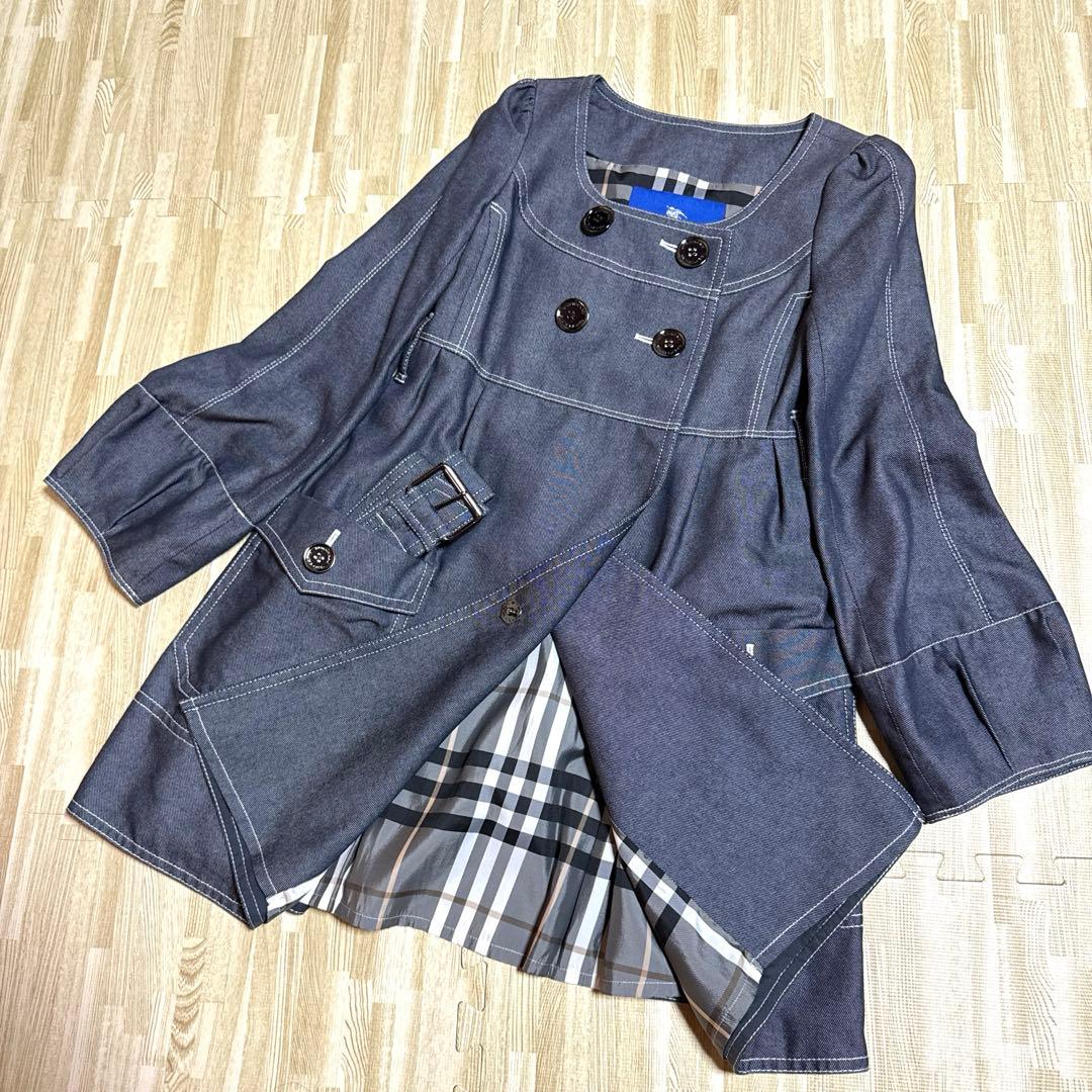 【未使用級】BURBERRY バーバリーブルーレーベル ノーカラートレンチコート