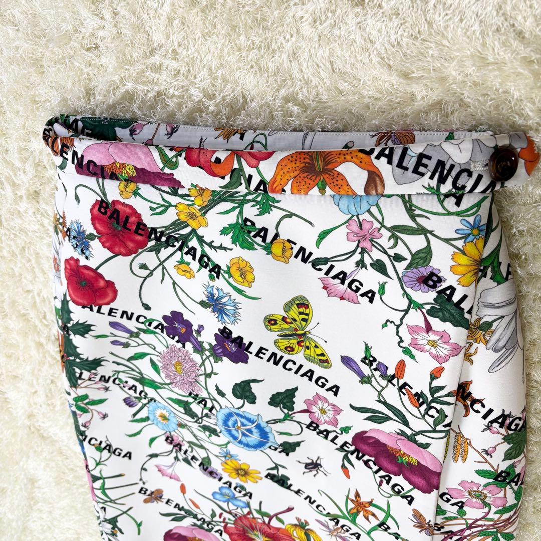 グッチ　スカート　バレンシアガ　コラボ　M 花柄　ハンガー付き　シルクウール　春