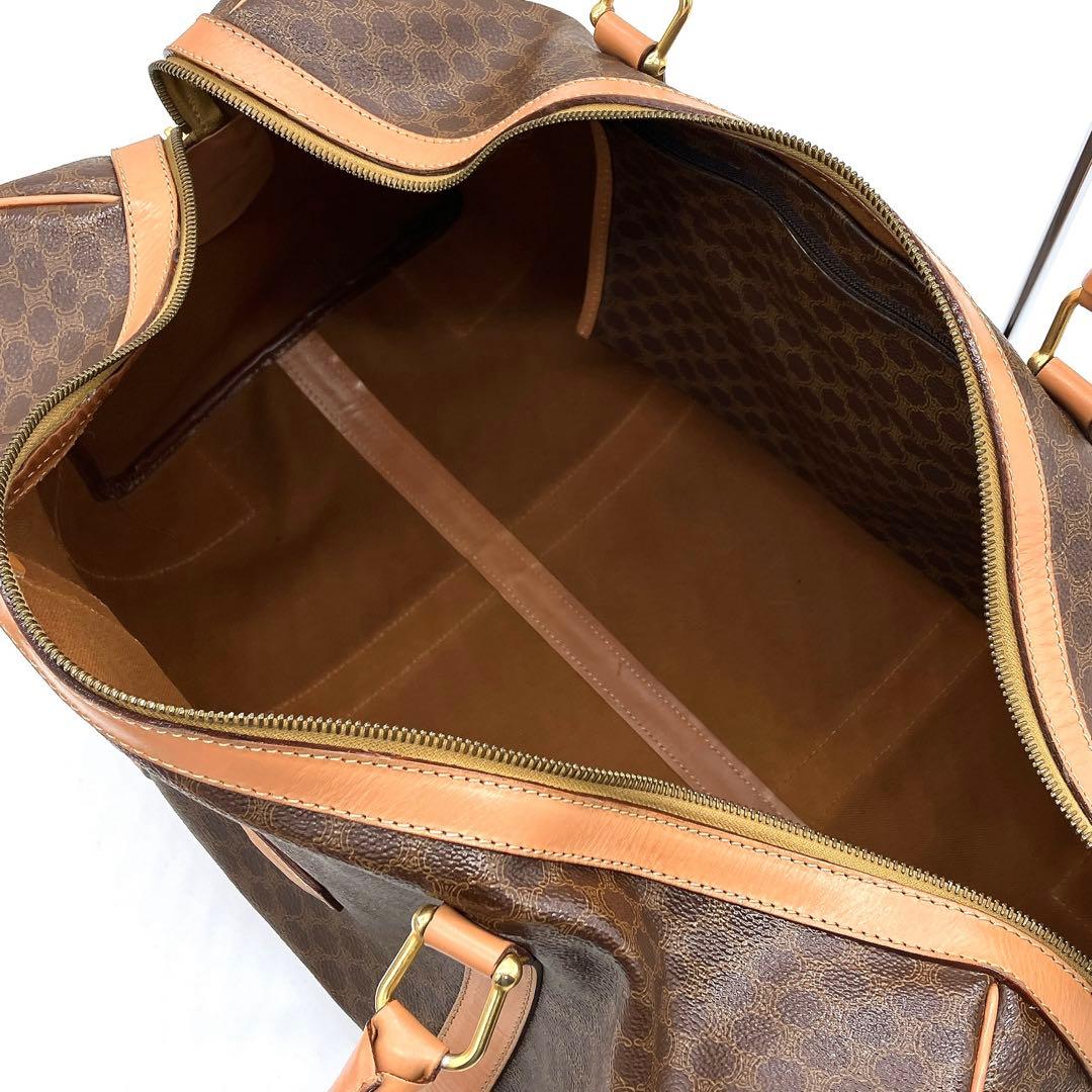 【CELINE】ボストンバッグ　マカダム柄　ゴールド金具　PVC ダークブラウン