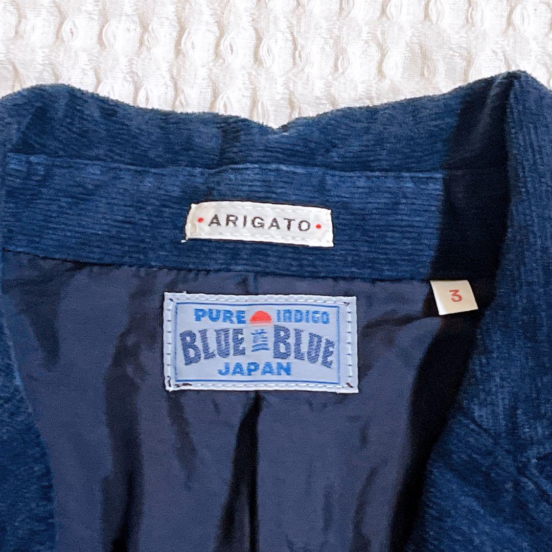 ブルーブルー　コーデュロイ　テーラードジャケット　刺繍　紺　赤　3 L相当