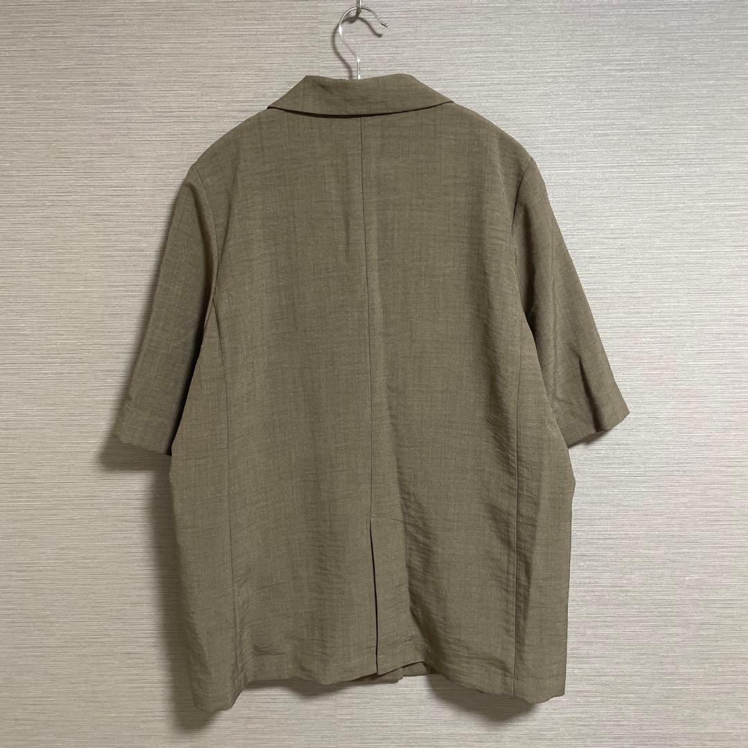 新品タグ付き　リネンライクハーフスリーブジャケット　カーキ　Ｍ