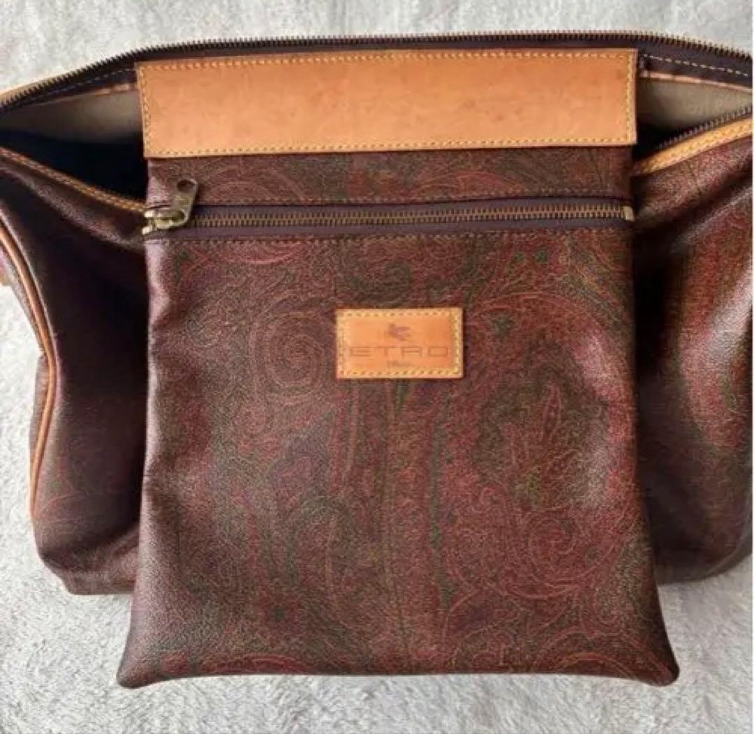 ETRO ブラウン ボストンバッグ ペイズリー柄