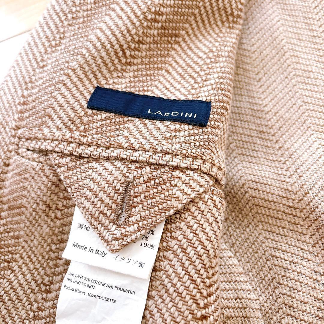 美品 LARDINI テーラードジャケット アンコン ヘリンボーン ベージュ