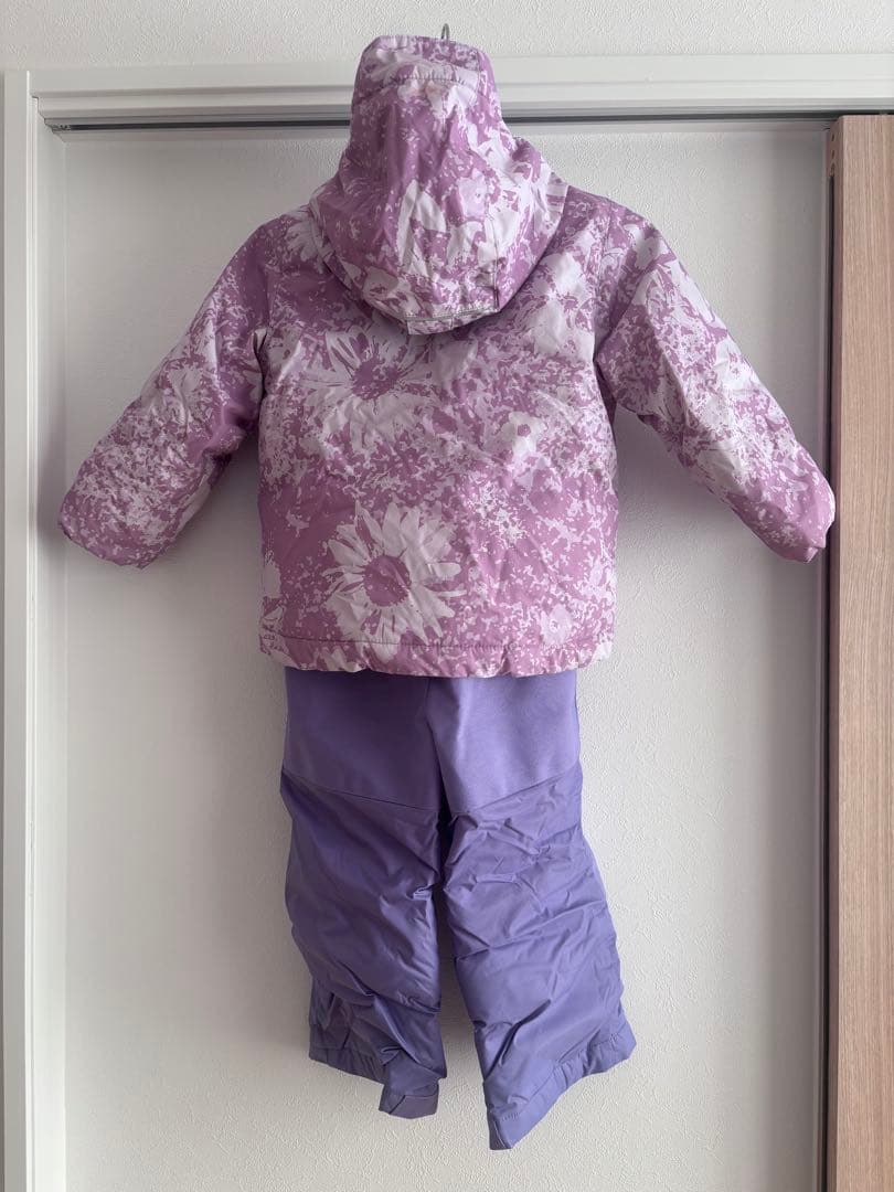 コロンビア　子ども用パープル花柄スキーウェアセット　100サイズ