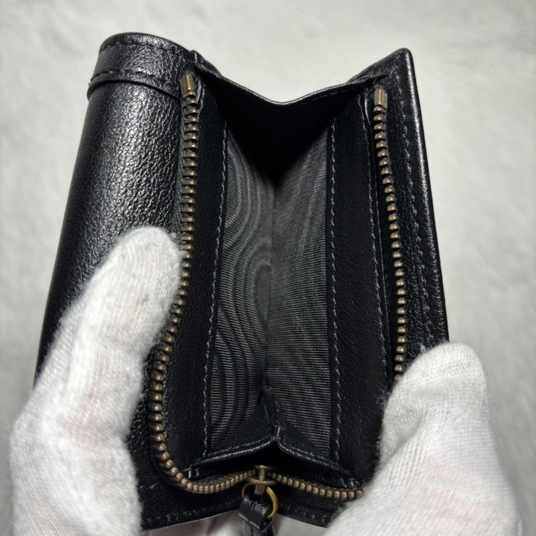 ✨極美品/付属品完備✨ グッチ 三つ折り財布 バンブー マーモント ダイアナ 黒