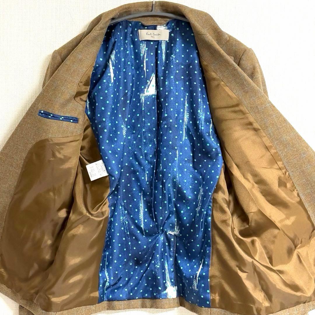 Paul Smith カシミヤ混 チェックジャケット 42 裏地ヨット柄 1B