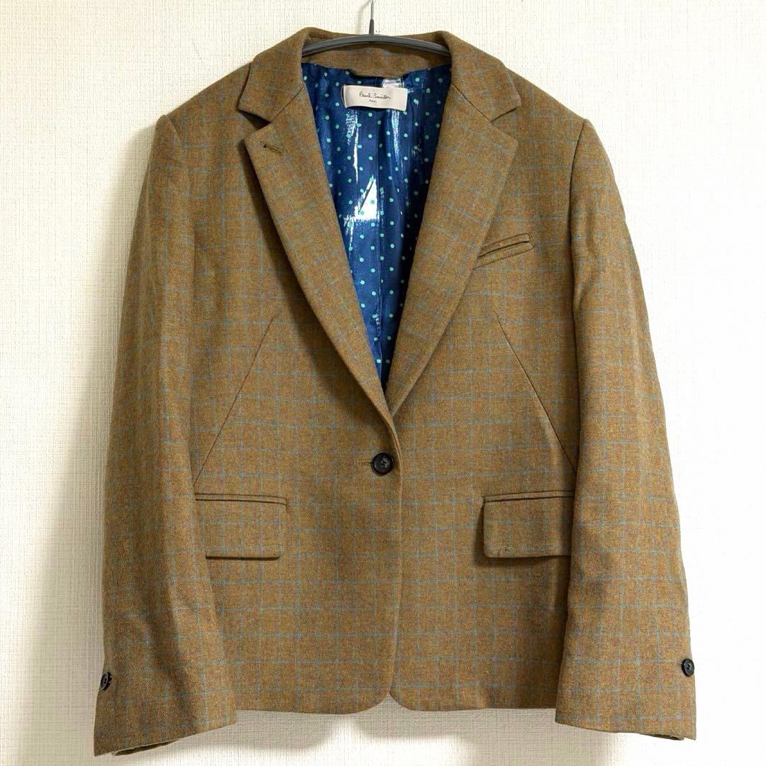 Paul Smith カシミヤ混 チェックジャケット 42 裏地ヨット柄 1B