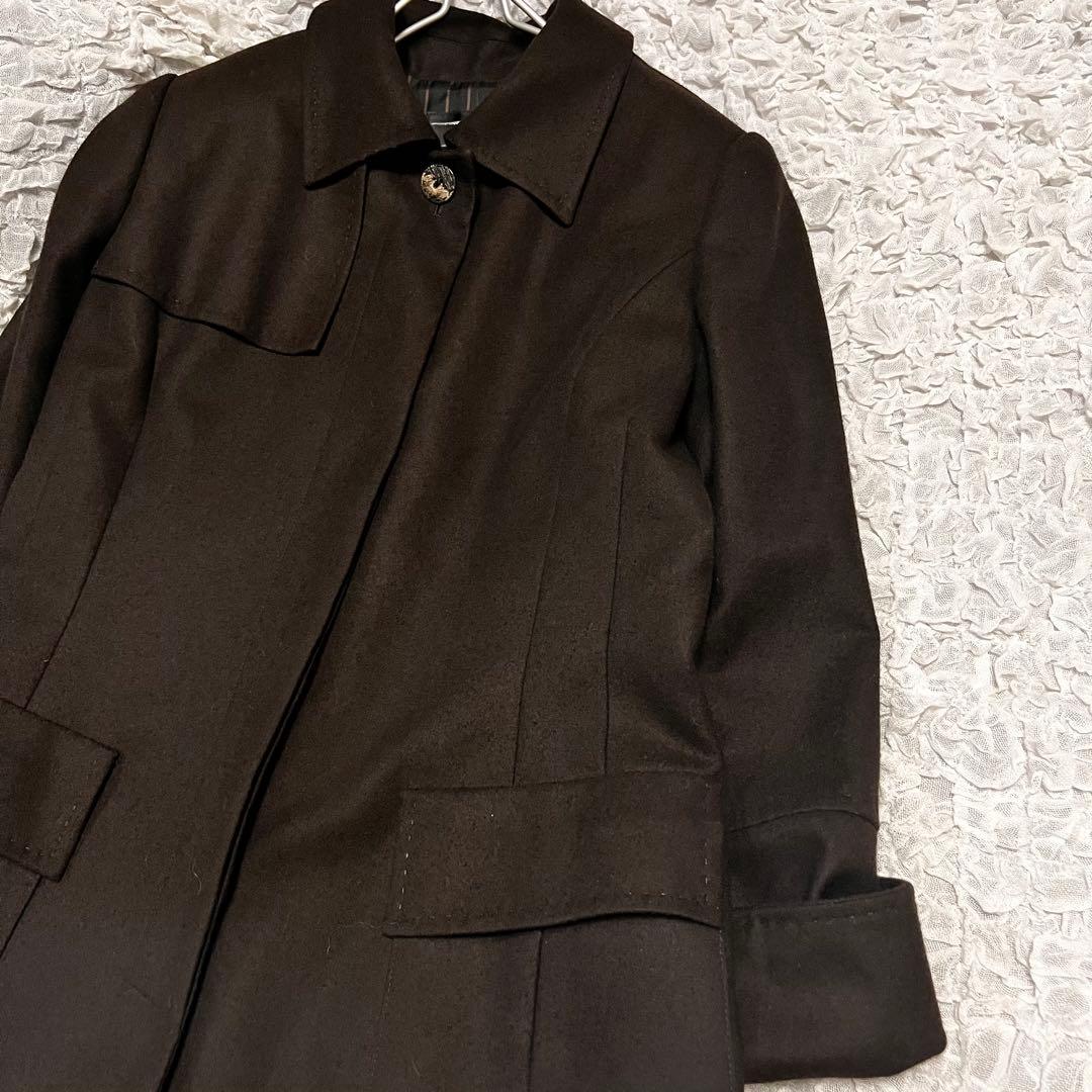 美品【レリアンLeilian】アンゴラ 混 ロングコート 焦げ茶 ブラウン