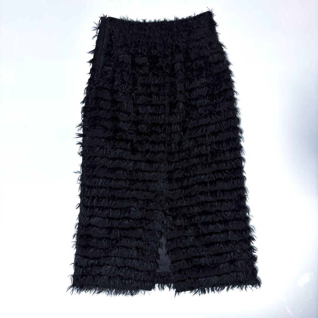新品 Gypsohila ジプソフィア フェザースカート ブラック38 フリンジ