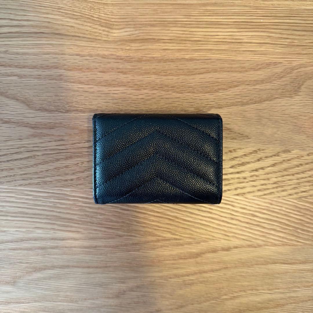 SAINT LAURENT ミニ 三つ折り財布 YSL レザー キルティング