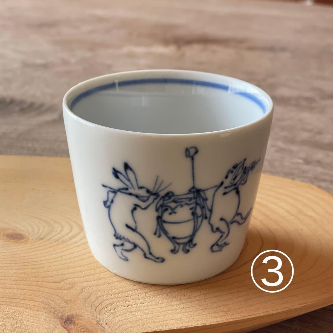 ウズラン様 染付 鳥獣戯画 ごはん茶碗5こ＋そばちょこカップ5こ