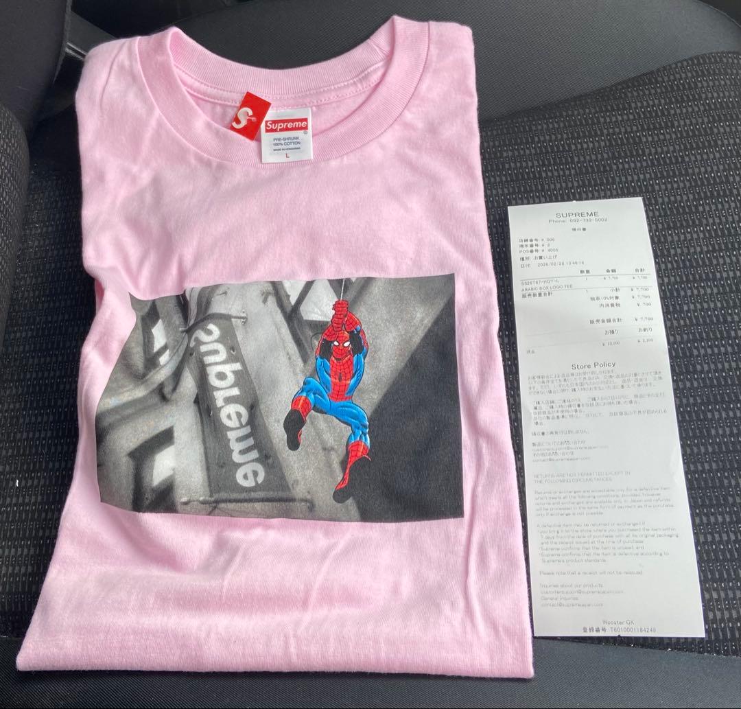 Supreme Spider-Man Tee ピンク　L 福岡店購入
