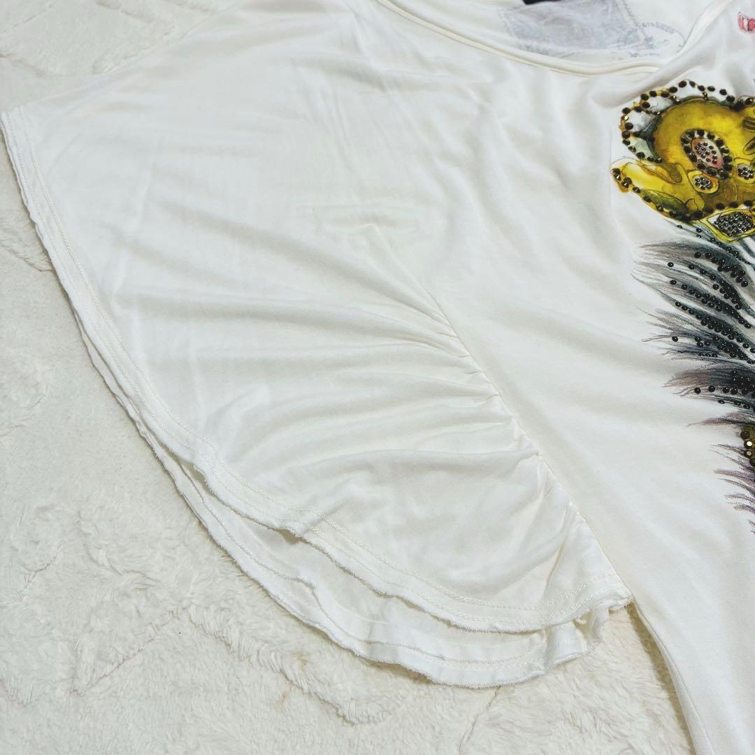【美品】ロベルトカヴァリ 半袖Tシャツ ゼブラ スタッズ L イタリア製