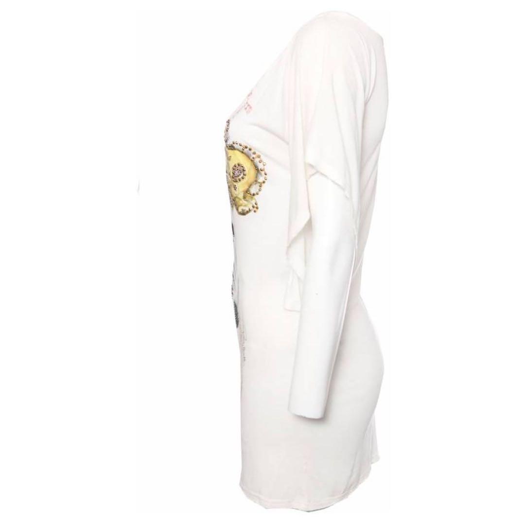 【美品】ロベルトカヴァリ 半袖Tシャツ ゼブラ スタッズ L イタリア製
