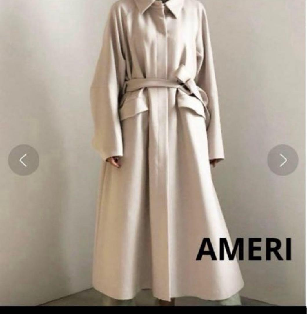 AMERI アメリボトルウェーブスリーブコート ゆったりフレアーロングコート