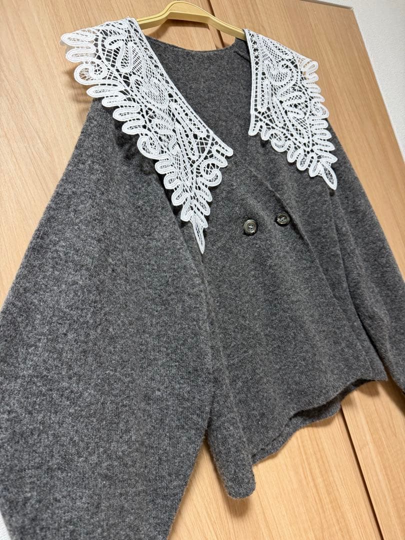 lace collar knit cardigan新品未使用