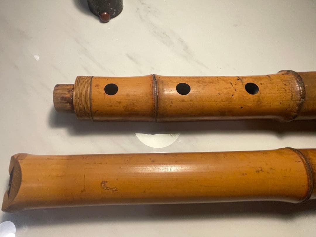 【真竹製 地無し尺八】1尺8寸 廼風銘 継ぎ有 現状品 和楽器