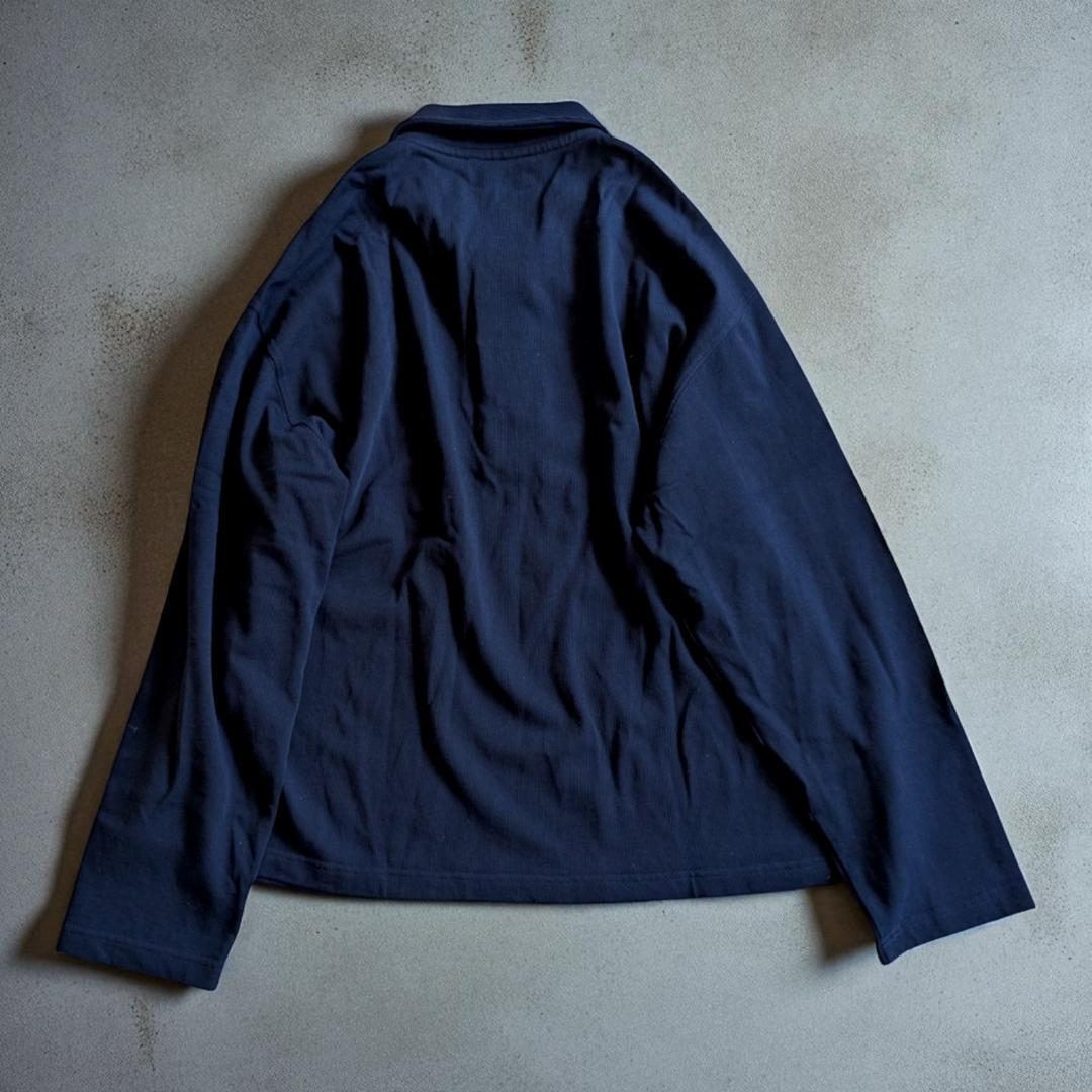 完売・美品 【 COS 】レギュラーフィット 長袖ポロシャツ ダークネイビー L