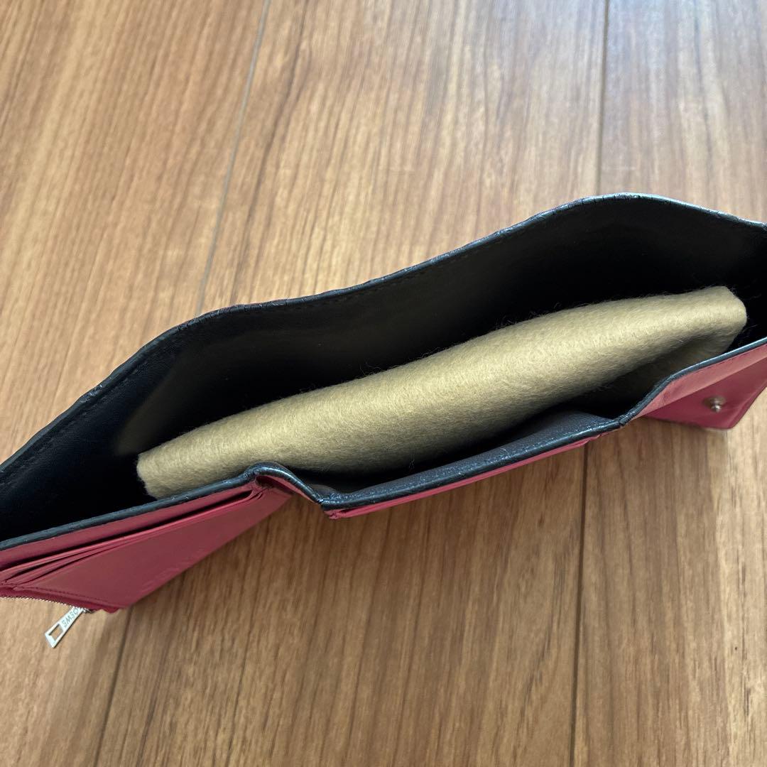 LOEWE レザー 三つ折り財布 ピンク