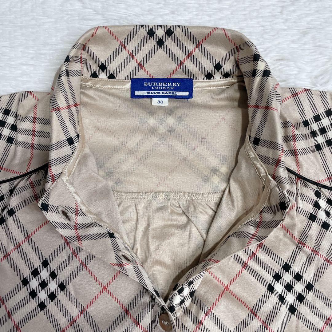 美品✨バーバリーブルーレーベル ポロシャツ ノバチェック ホースロゴ ベージュ