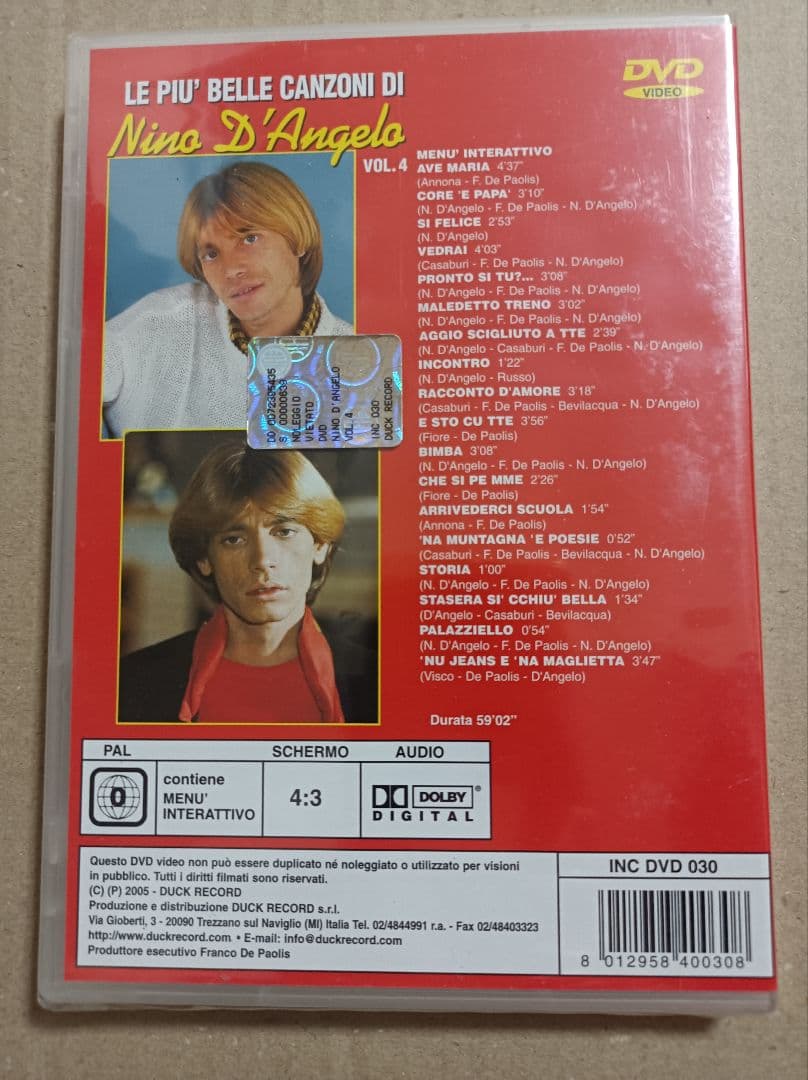 Nino D'Angelo DVD 4巻セット 新品未開封