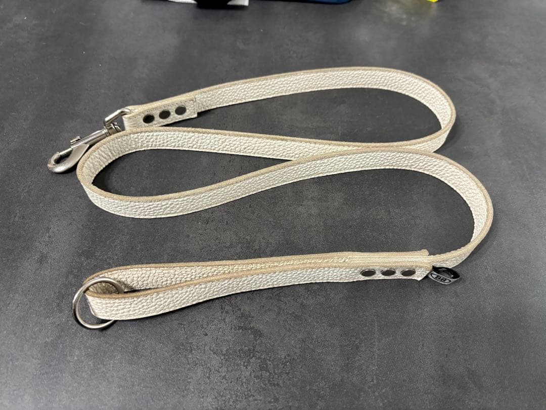 バディベルト　BBベルト　5号　ホワイト　ハーネスとオールレザーリードセット
