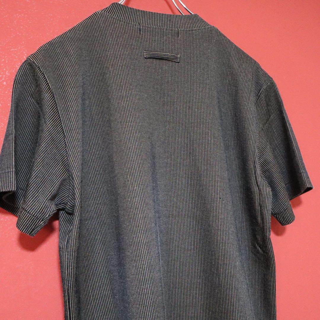 GAULTIER HOMME objet 立体ストライプ Vネック Tシャツ