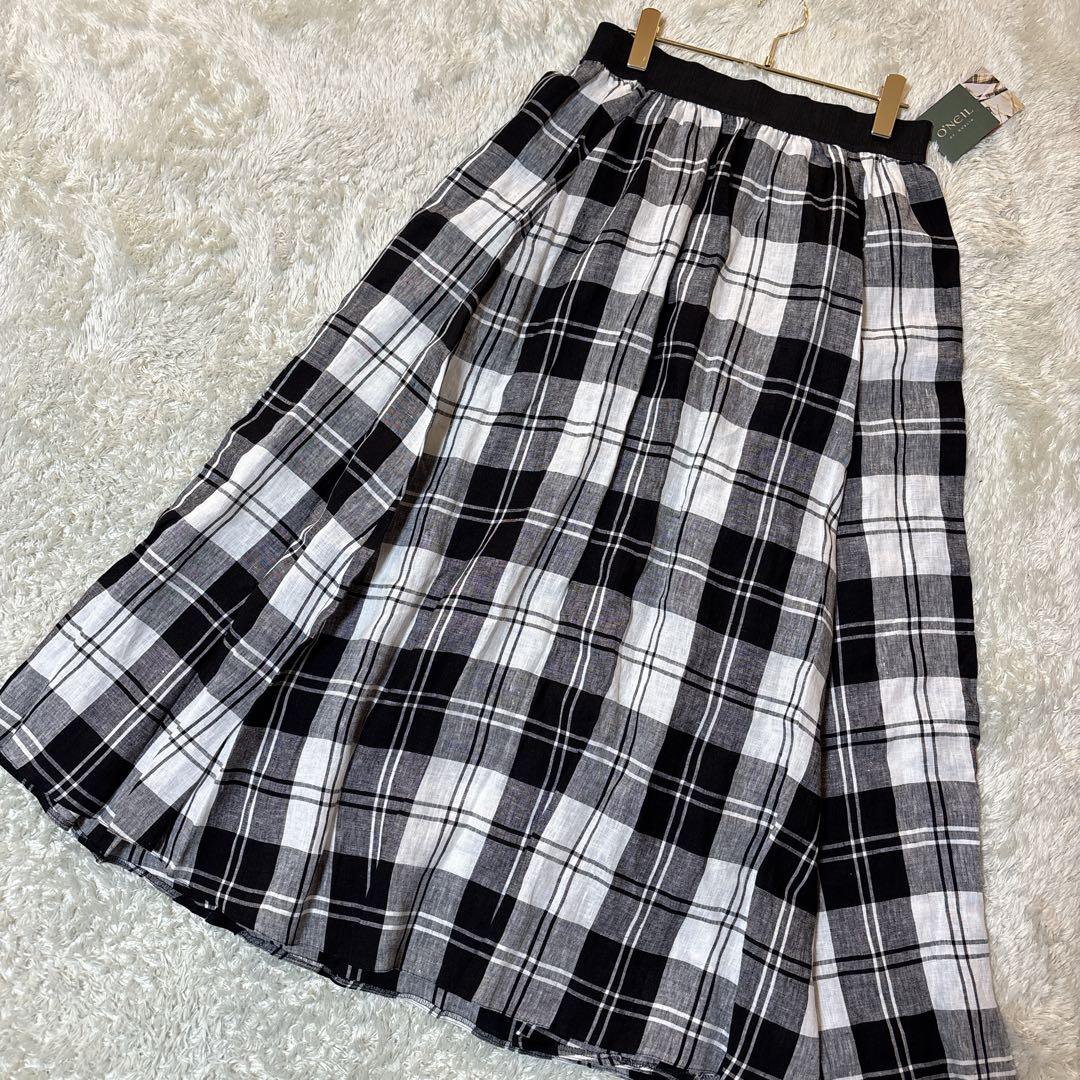 新品タグ付き＊ONEIL OF DUBLIN チェック　リネン100 スカート