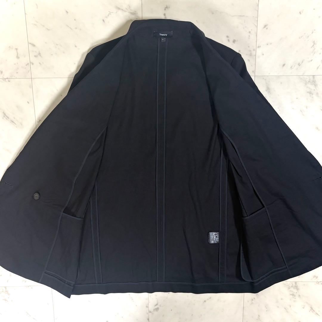 美品 セオリー リネン混 ダブルブレスト ジャケット 黒 定価4.9万 薄手