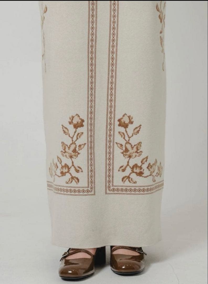 Eaphi SCARF MOTIF KNIT SKIRT　ivory