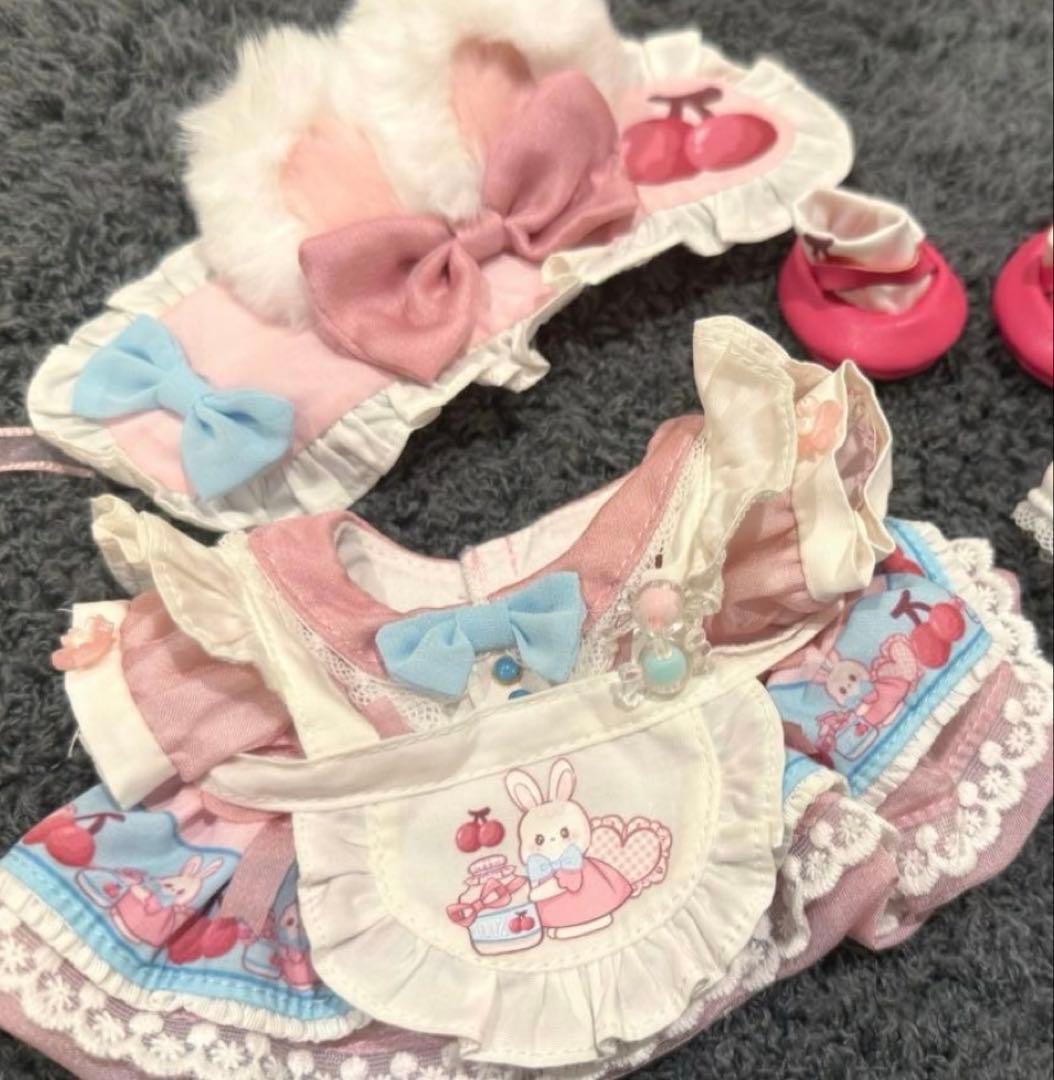 15から20cm完売レア限定うさぎメイド風着せ替えぬいぐるみ服セット♪