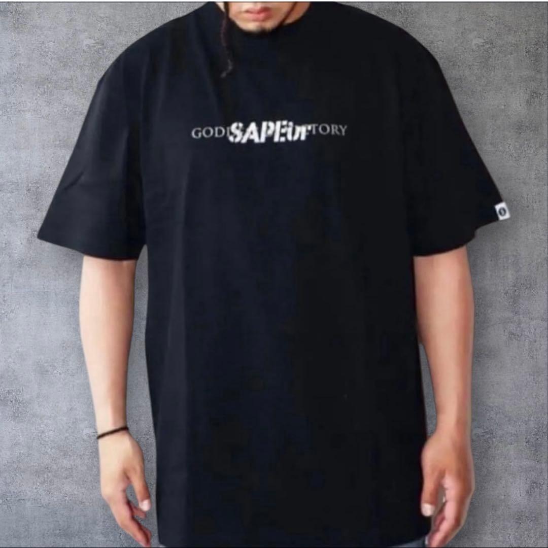 ★希少★SAPEur サプール ビクトリー Tシャツ 女神 ロゴ ブラック L