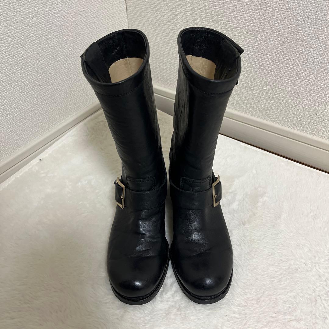 美品　ジミーチュウ　エンジニアブーツ　23.5 ブラック　レザー