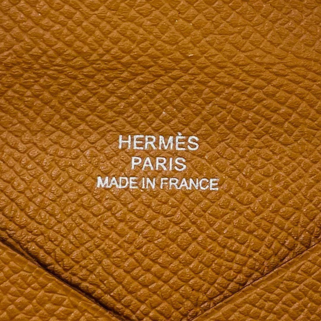 HERMES エルメス カルヴィ ケース ブラウン ヴォーエプソン　レザー