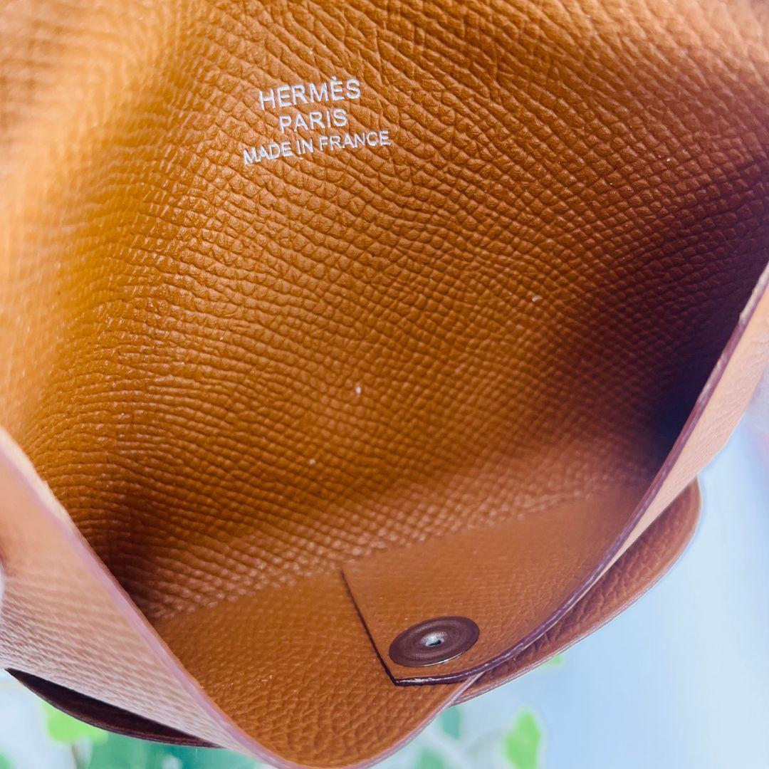 HERMES エルメス カルヴィ ケース ブラウン ヴォーエプソン　レザー