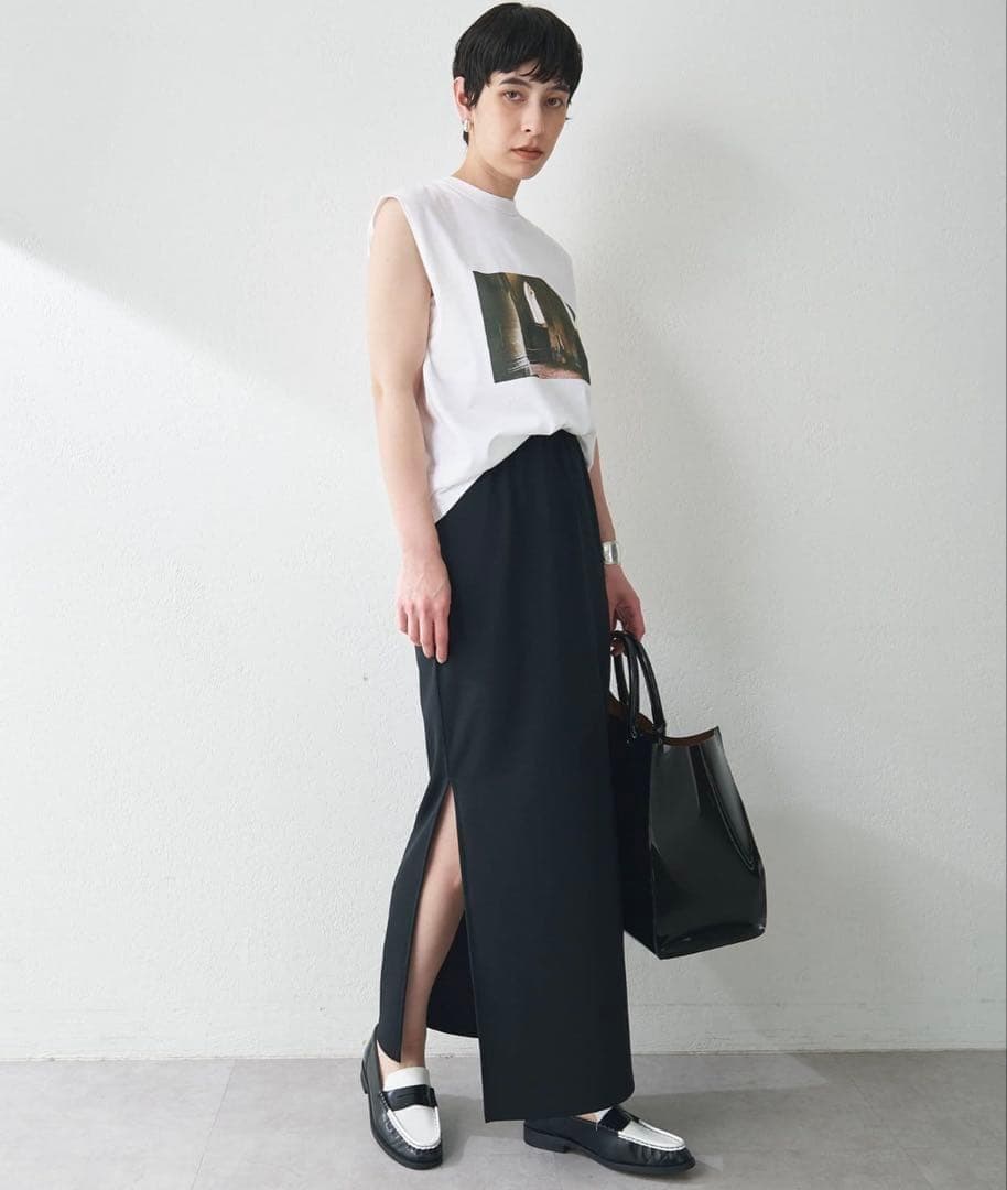 美品　ウィムガゼット　カットジョーゼットスリットスカート 　ロング　38