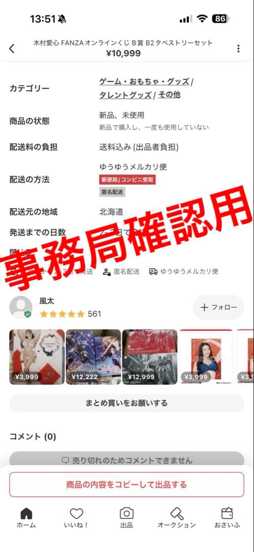 木村愛心 FANZAオンラインくじ B賞 B2タペストリー