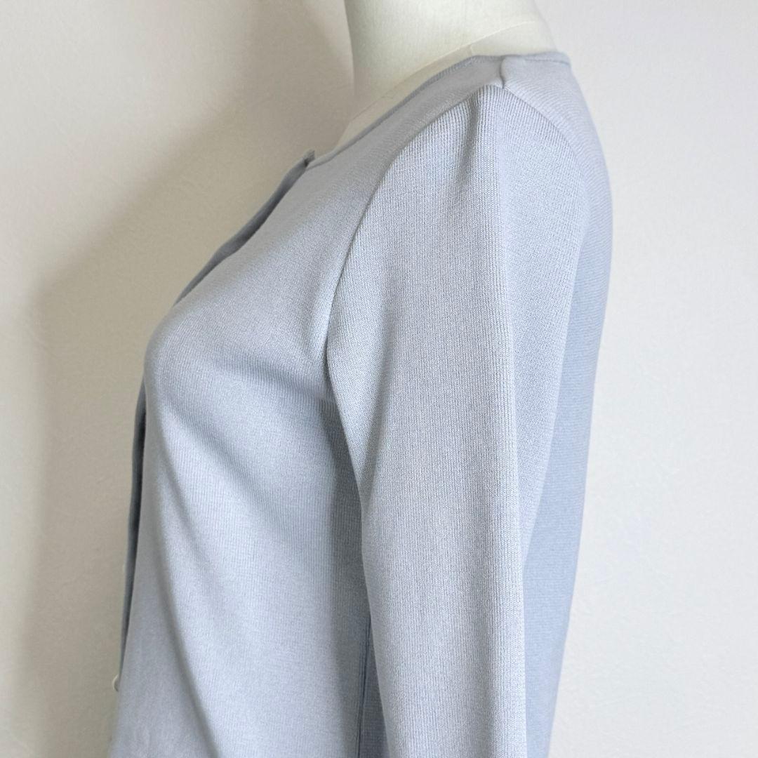 Rene basic パールボタン スカラップトリムカーディガン