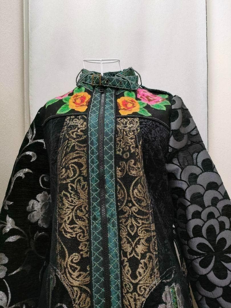 Desigual デシグアル 総柄 花柄 刺繍 パッチワーク ロングコート