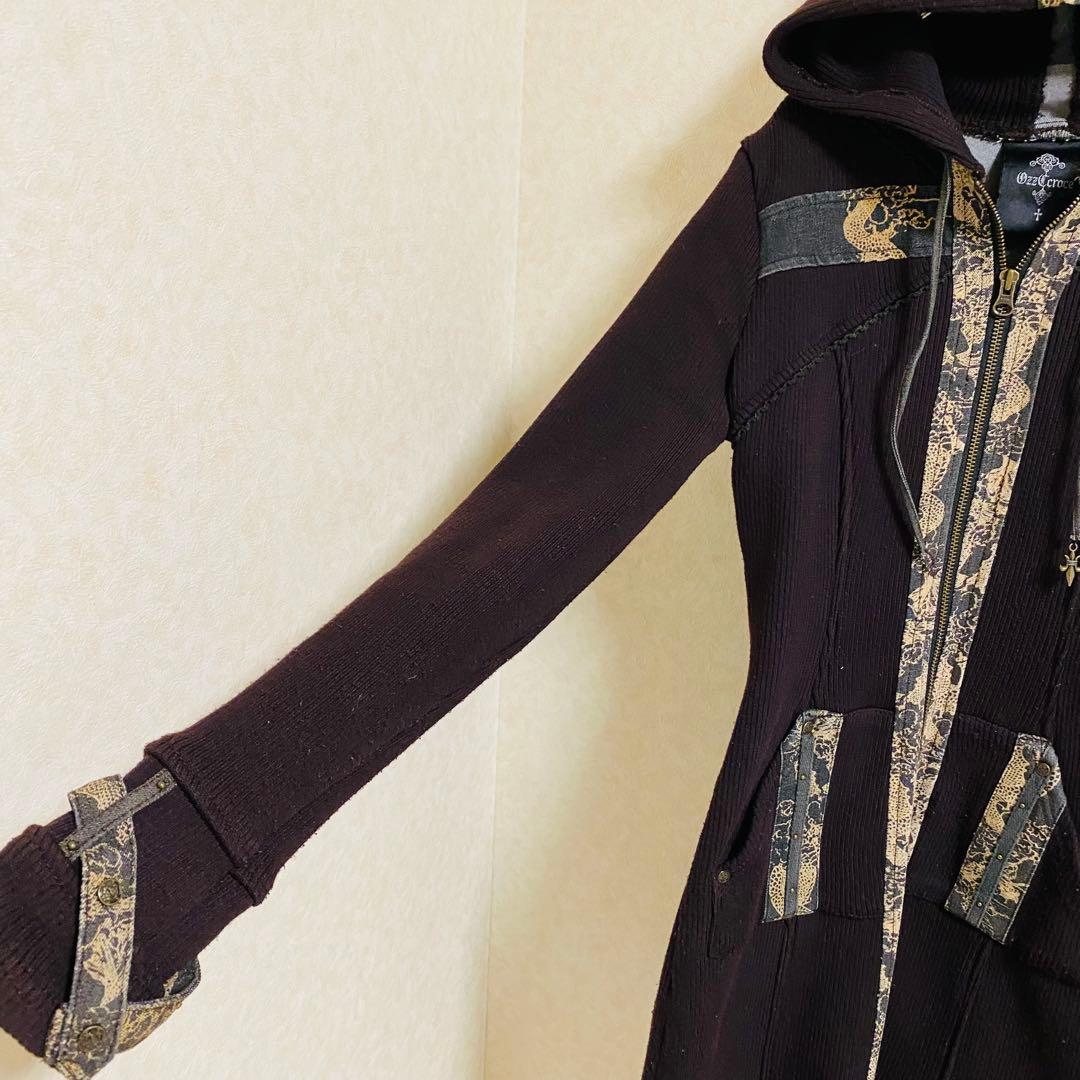 オッズクローチェ　ひざ丈ワンピース　F 切替デザイン　フロントジップ　ゴシック