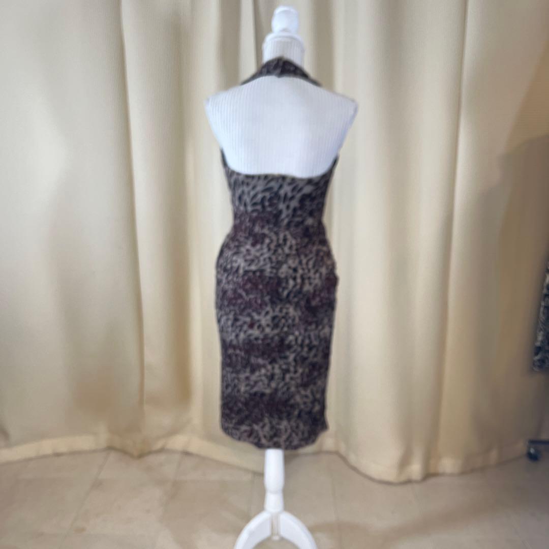 【新品】Tadashi Shoji タダシショージ ホルターネックヒョウ柄ドレス
