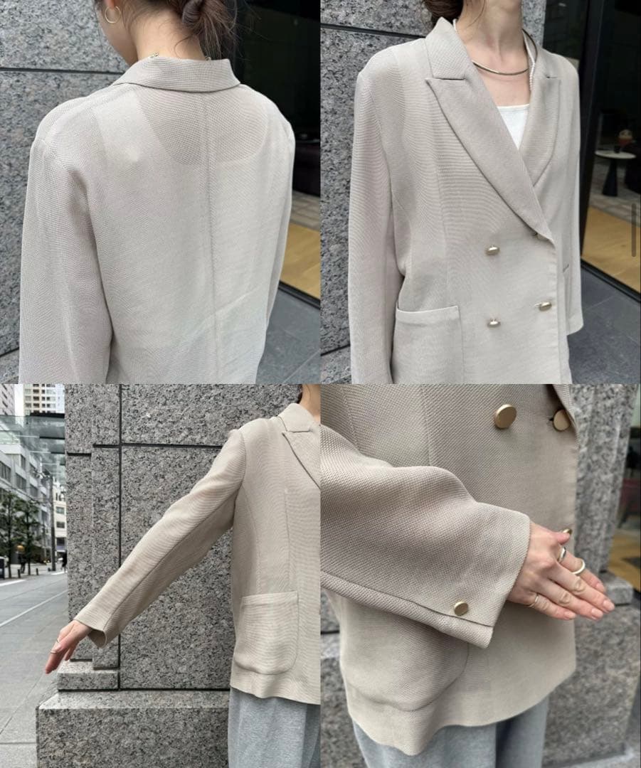 【新品】DOUDOU メッシュ　ダブルジャケット　ベージュ　シアージャケット