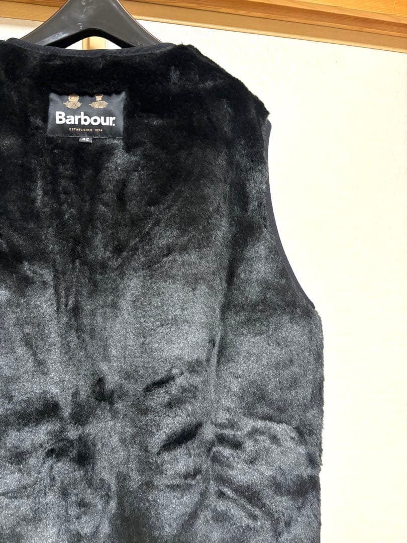 Barbour ファー ベスト サイズ42 バブアー フロントジップ