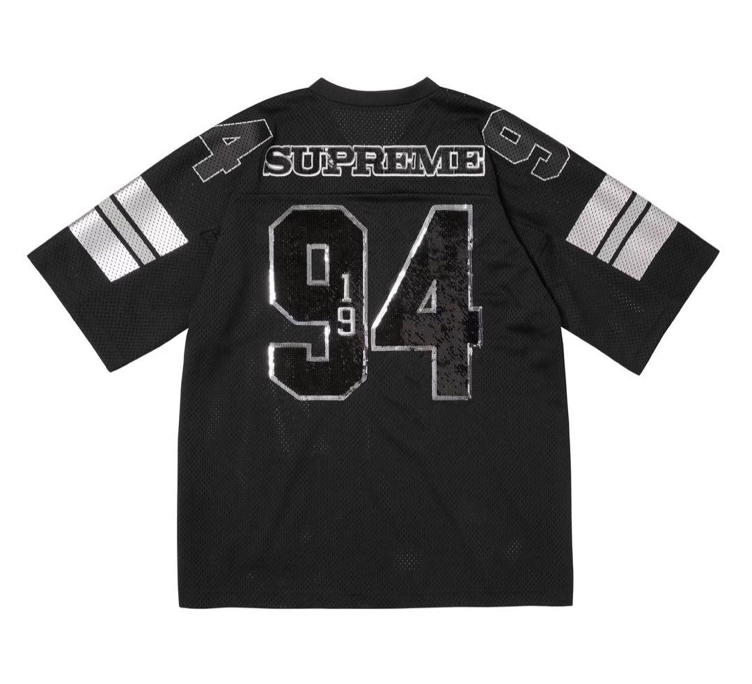 トップス SUPREME Sequin Football Jersey Black L